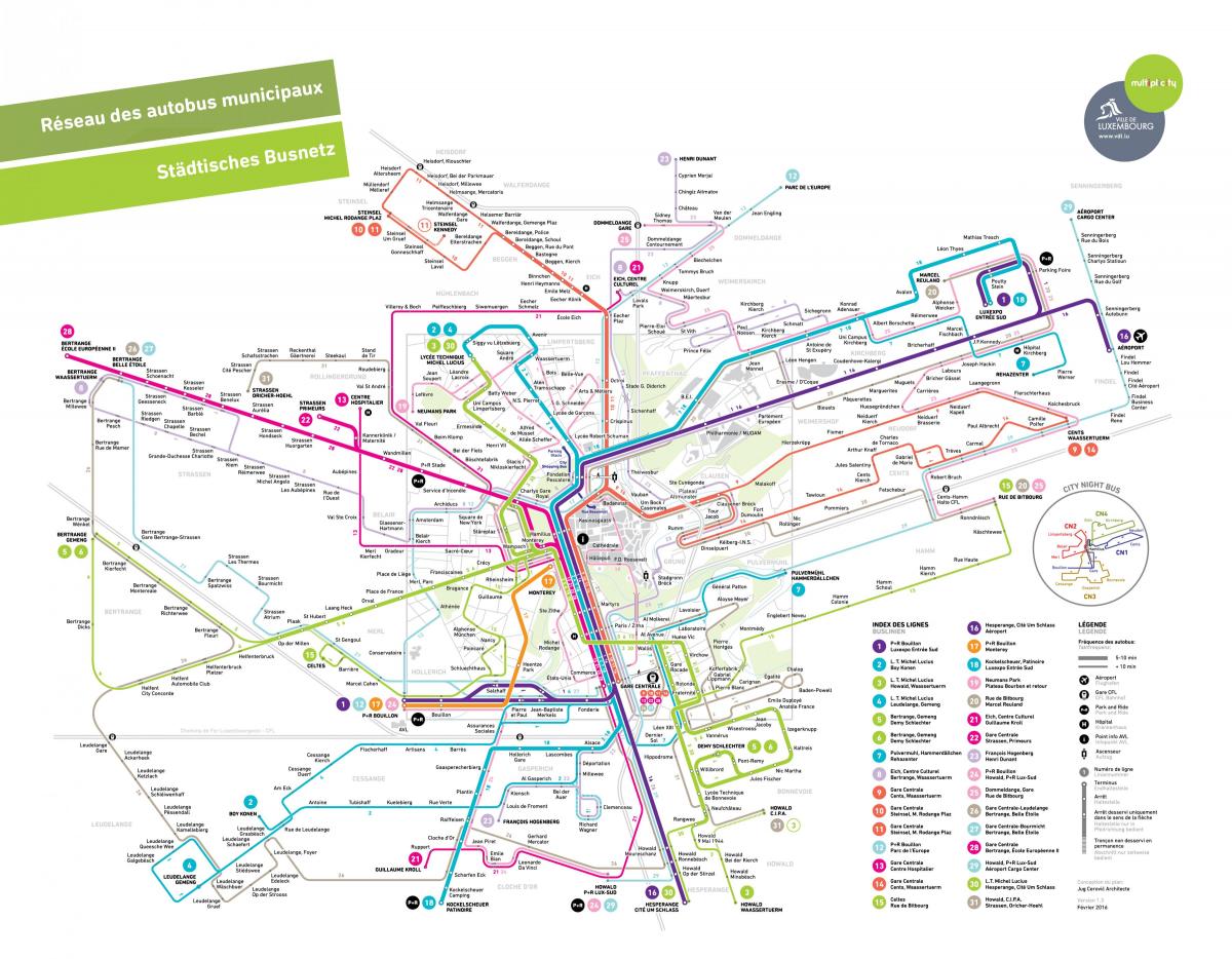 peta Luxembourg awam pengangkutan