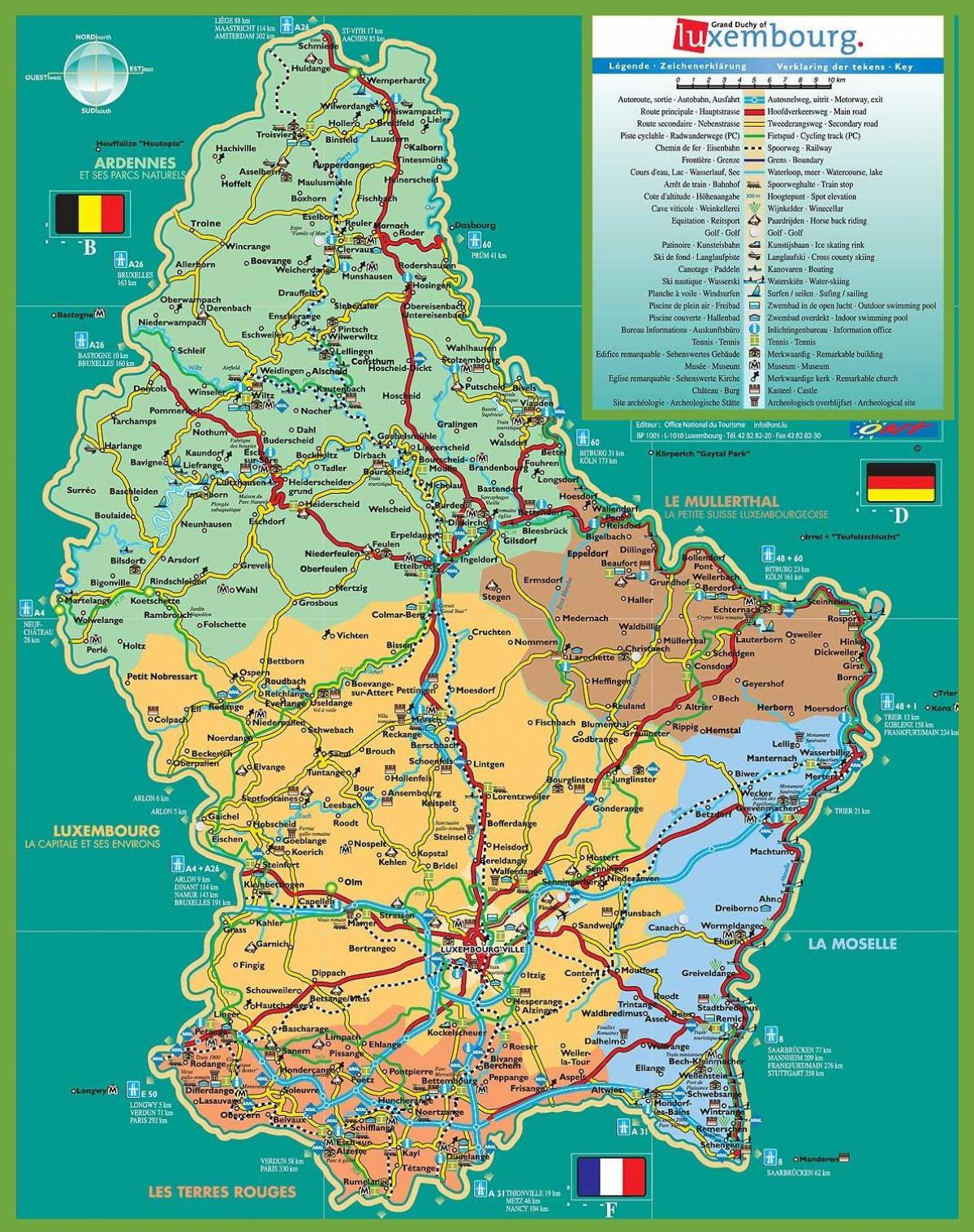 Kota Luxembourg pelancong peta