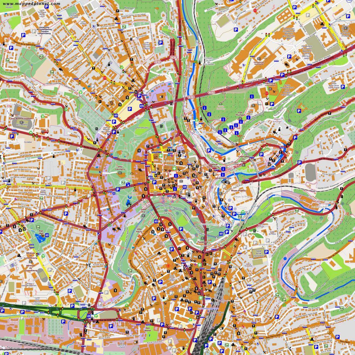 peta Luxembourg pusat bandar