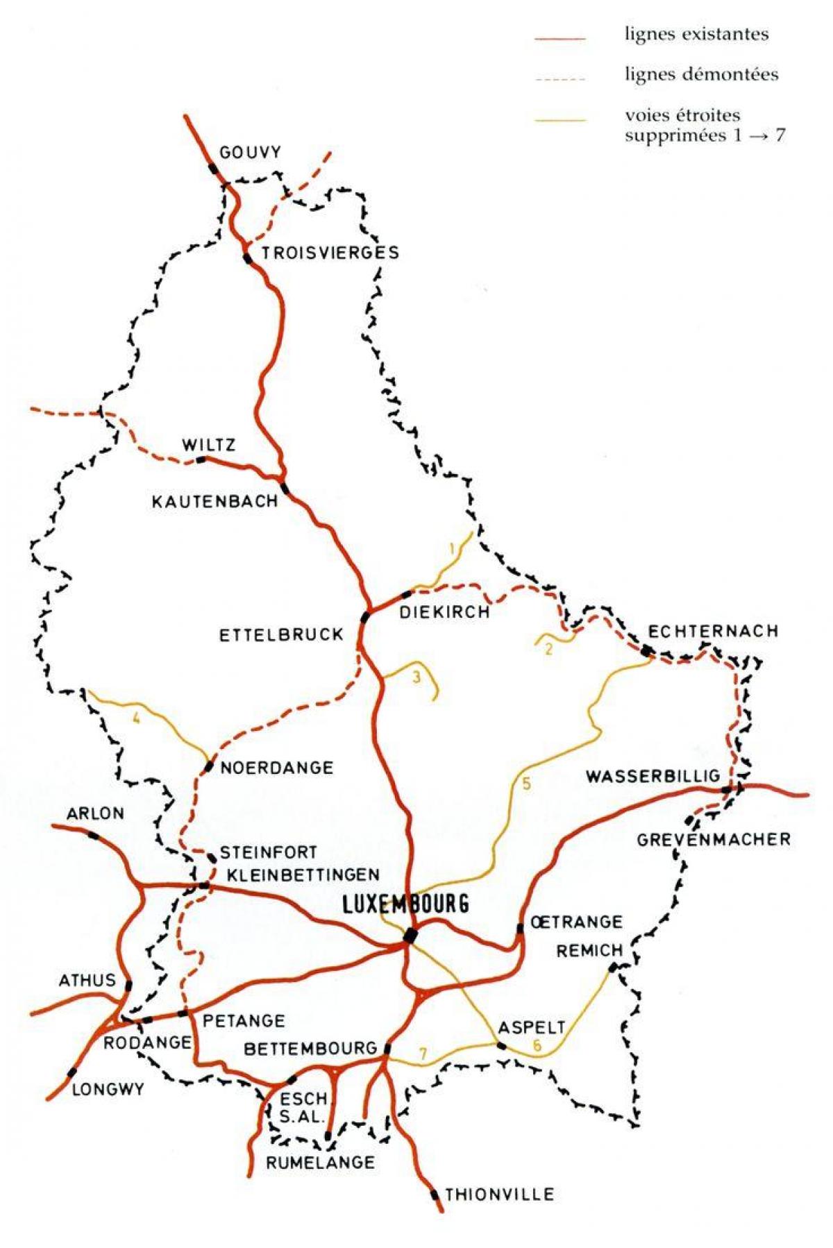peta Luxembourg stesen kereta api